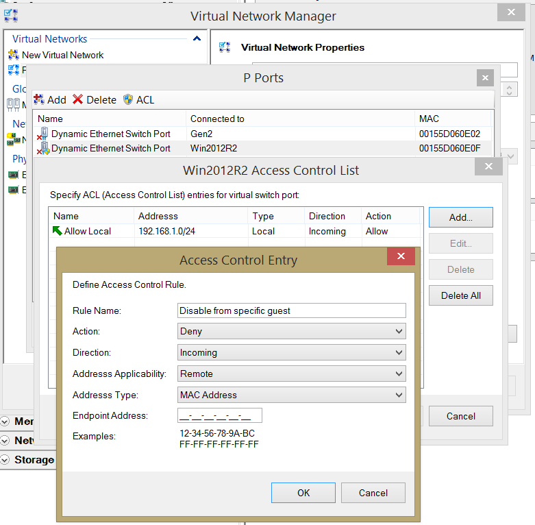 How many mac addresses are available for virtual network adapters created by hyper-v by default